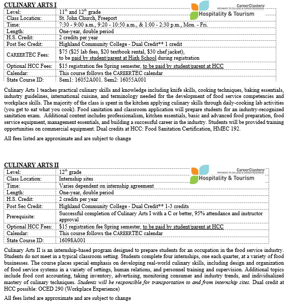 Career & Technical Education Consortium - Culinary Arts Course Description
